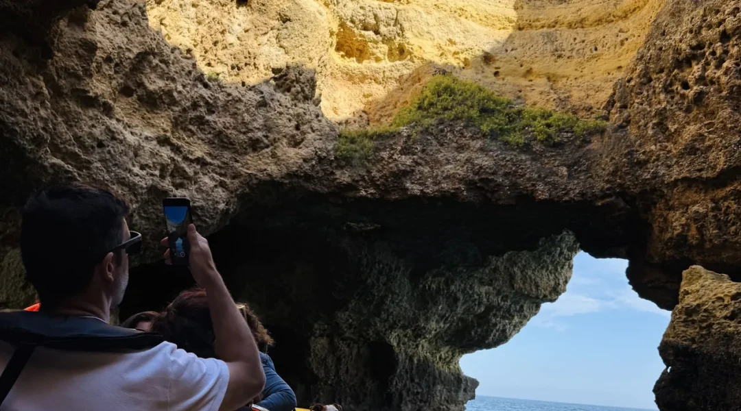 Rocky cliff formation near the Algarve sea caves, part of the Otter Tours boat tour route