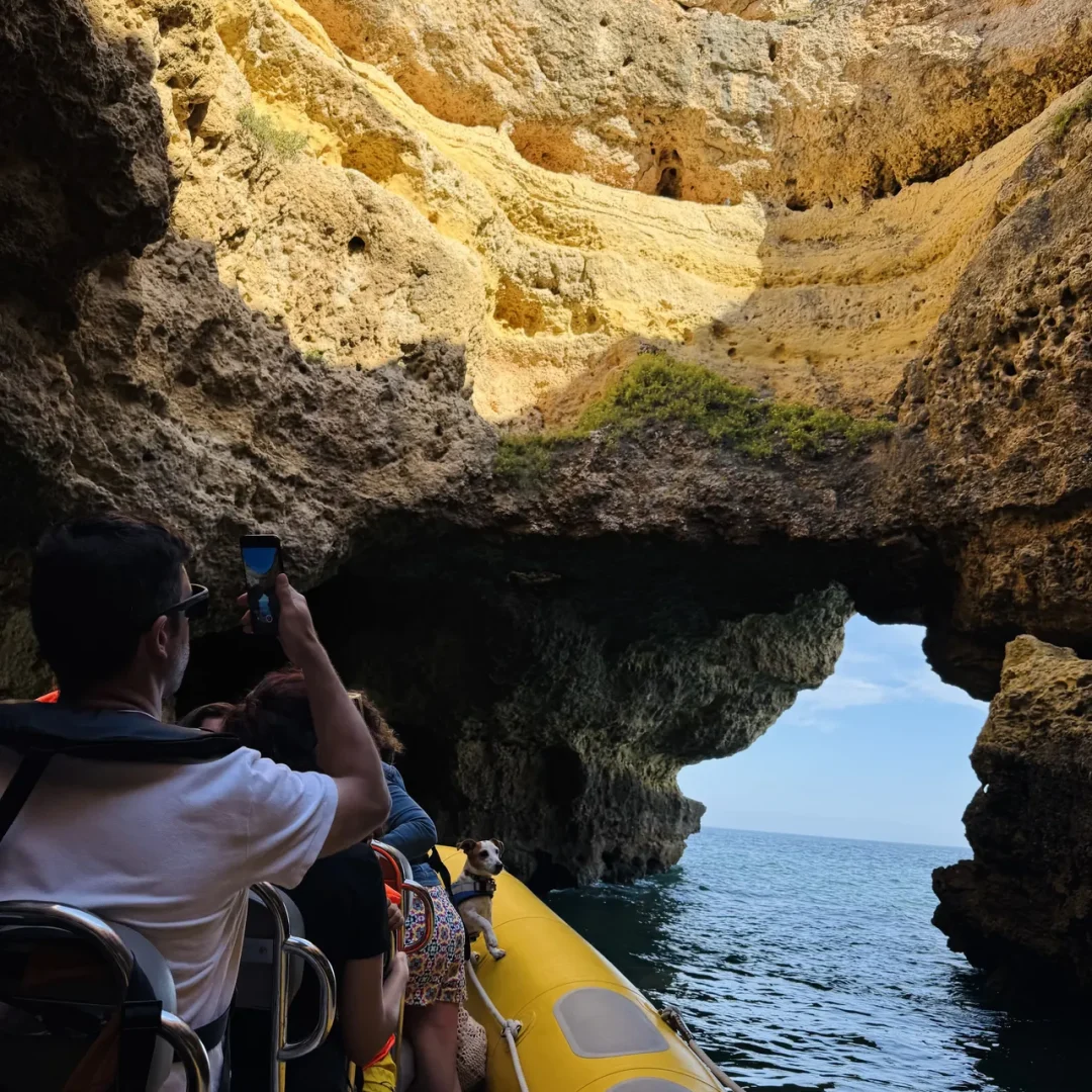 Rocky cliff formation near the Algarve sea caves, part of the Otter Tours boat tour route